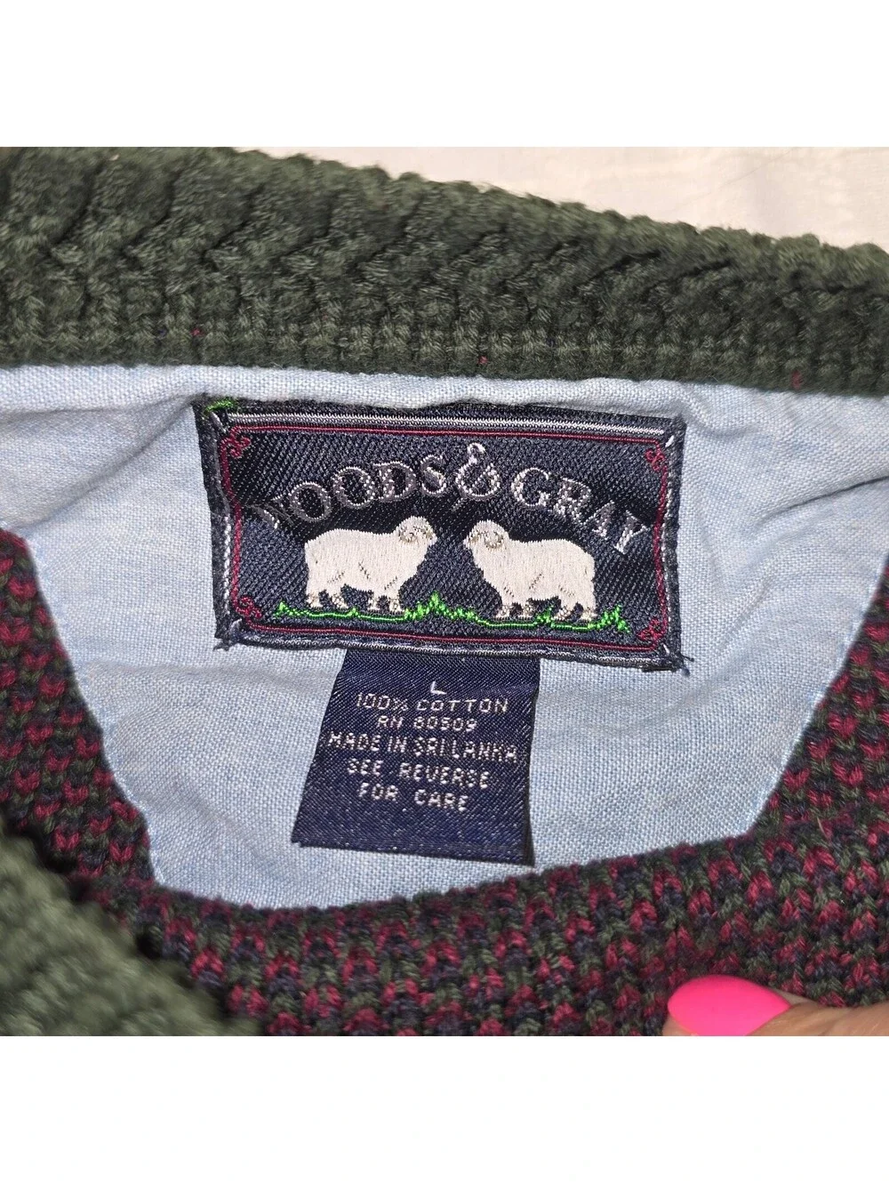 Woods & Gray Men's Large Cotton Plaid Sweater